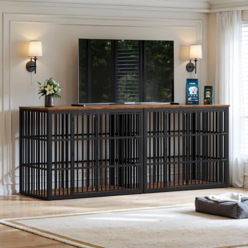 Lyromix 54" Taller Dog Crate Furniture for Great Dane, Rustic Brown - Image 6