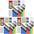 Cartman 32 Piece Bungee Cords Assortment Jar Includes 10" 18" 24" 32" 40" Bungee Cord with Hooks, 8" Canopy Tarp Ball Ties and Tarp Clips (Pack of 3) by CARTMAN