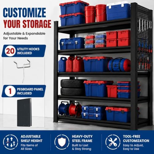 Garage Shelving, 3300 LBS Storage Shelves with Side Guard - Image 5