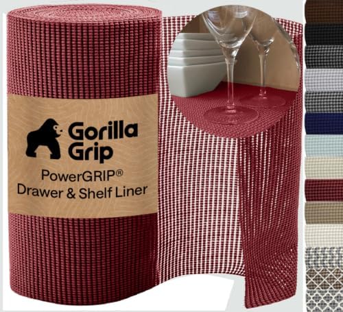 GORILLA GRIP powerGRIP Drawer Shelf and Cabinet Liner, 12"x30', Red by GorillaGrip