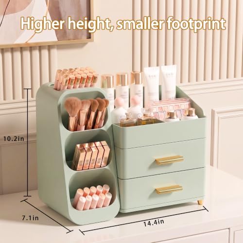 Large Capacity Makeup Organizer Countertop with Makeup Brush Holder for Vanity, Thickened Material, Bathroom Countertop Organizer Skin Care Perfumes Storage, Teen Girl Gifts for 12-23 Year - Image 2