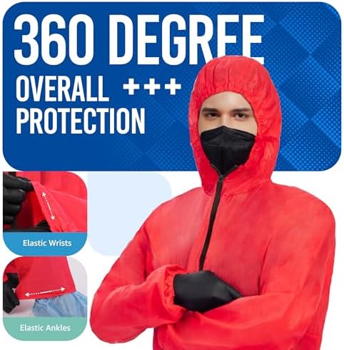 Medtecs Hazmat Suits - 6 Sizes Options - Disposable Coveralls Suit, Medical Protective Coverall PPE Hazmat Suits - Image 2