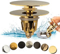 Artiwell Universal Bathroom Sink Drain Stopper, Fits Most Pop-Up Drains for Vessel Sink Lavatory Vanity, Sink Drain Strainer with Detachable Hair Catcher, Tested by Plumber in US (Polished Brass) by Artiwell