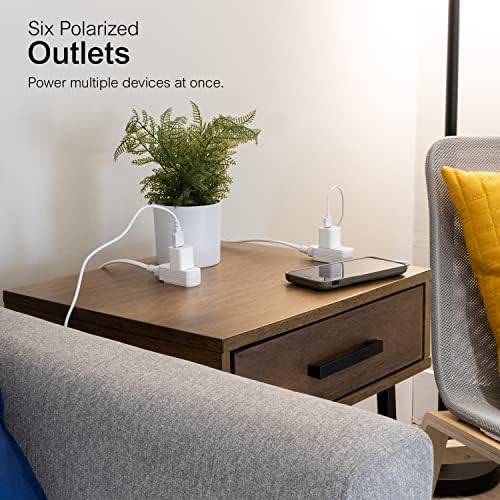 GE 12 Ft Twin Extension Cord, Dual 6 Ft Cords, 6 Total Outlet, Flat Plug - Image 5