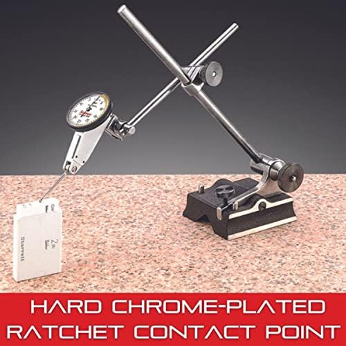 Starrett 711 Last Word Dial Test Indicator with All Attachments and Case - White Half Shaded Face, 0.7mm Range, 0-35-0 Dial Reading, .01mm Graduations - 711MGCSZ - Image 5