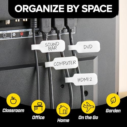 Wrap-It Storage Cable Labels - Medium, White (30-Pack) Write On Cord Labels, Wire Tags for Cable Management and Organizer for Electronics, Computers and More - Image 6