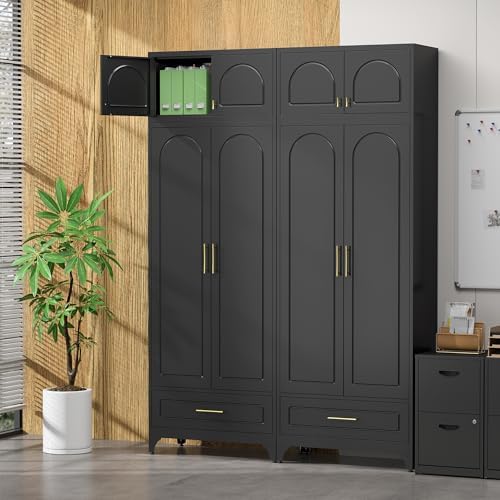 SteeLoong 90" H Kitchen Pantry Cabinet, Metal Storage Cabinet with Drawer - Image 6