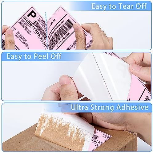 Phomemo 4X6'' Thermal Shipping Labels - Pack of 100 4x6 Fan-Fold Labels for Shipping Labels, Address, Mail, Product Logo Labels, Commercial Grade, Pink - Image 5