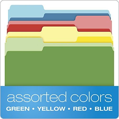 Pendaflex Colored File Folders, 36 Pack, Letter Size (8.5" x 11"), 3 Tabs, Durable Paper, Assorted Colors: Green, Yellow, Red & Blue, Color-Coding for School, Office & Home Document Organization - Image 3