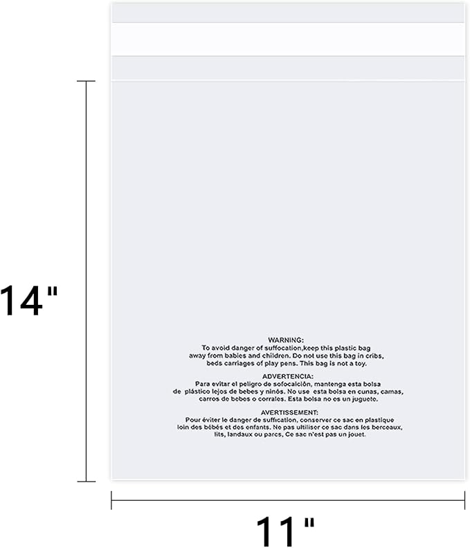 iMailer - 500 Count - 11" x 14" Clear Plastic Poly Bags - Image 2