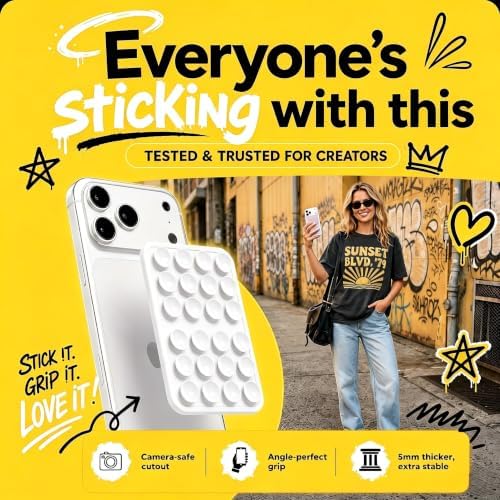 2026 Upgraded Magnetic Suction Sticky Phone Grip for Magsafe Case, White - Image 4