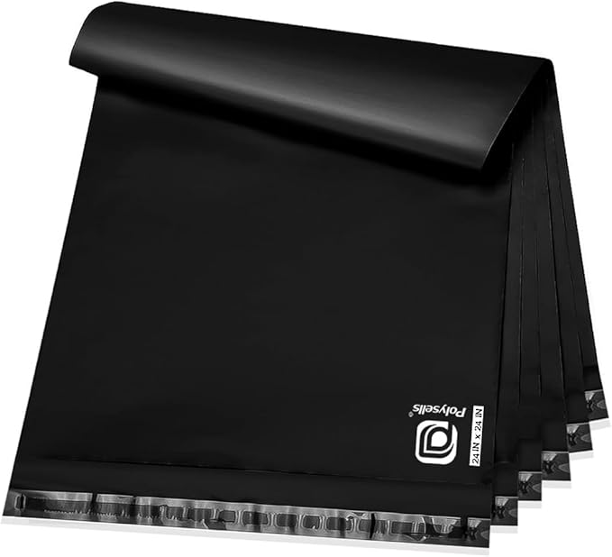 POLYSELLS 200 pcs 24x24 Inches Black Poly Mailers Shipping Envelopes, Strong by POLYSELLS