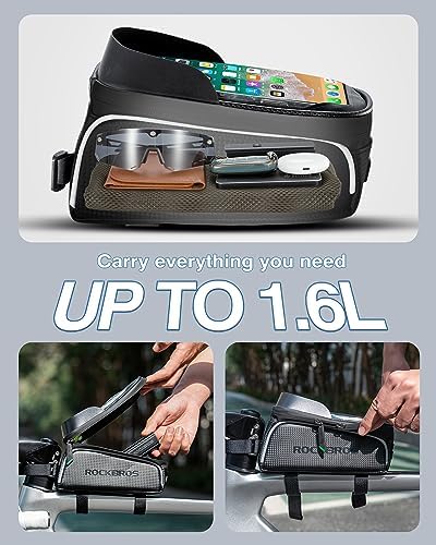 ROCKBROS Bike/Bicycle Phone Front Frame Bag, Waterproof, Tube Cycling Pouch - Image 5