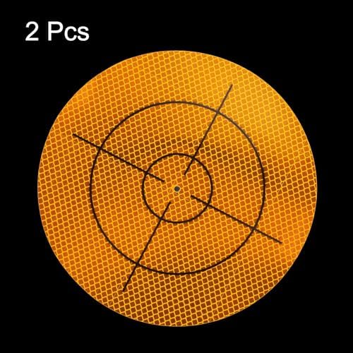 HARFINGTON 2pcs Survey Reflector Sheets 200mm x 200mm Self-Adhesive Surveying Target Mark Sticker Total Station Round Reflective Sheet Tape for Ship Inspection Tunnel Measure, Yellow - Image 3