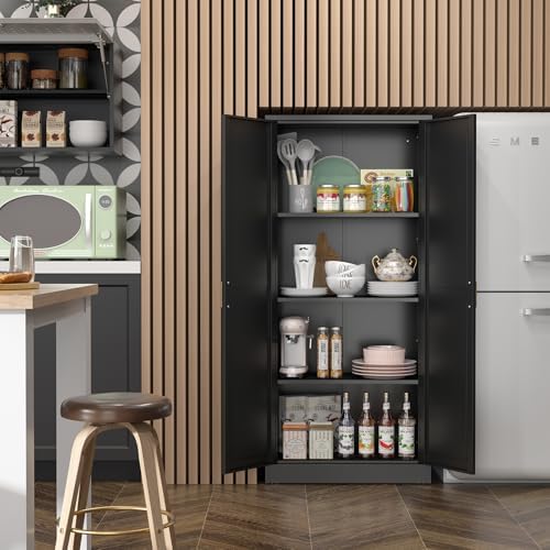 Steeloong 60"Metal Pantry Storage Cabinet with Doors & 4 Adjustable Shelves - Image 4