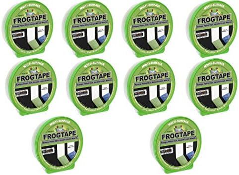 FrogTape Multi-Surface Painters Tape with PAINTBLOCK, 1 Inch Wide (0.94 in. x 60 Yds), Medium Adhesion, Green, 1 Roll (1358463) (Pack of 10) by FROGTAPE