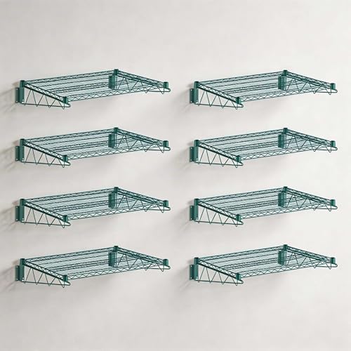 8 Pack 24" x 48" Green Epoxy NSF Wire Wall Shelf, Heavy Duty Wall Mounted Storage Rack, Industrial Metal Shelving for Garage, Warehouse by Zedfire