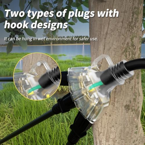 PlugSaf 6 FT 16/3 Outdoor Extension Cord with Multiple Outlets Black - Image 4