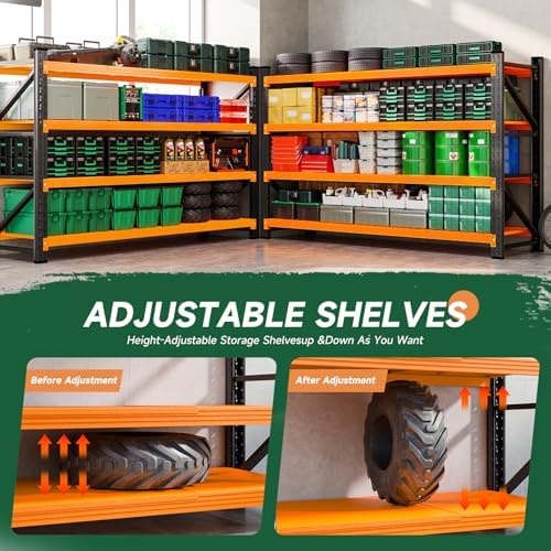 Letaya 71.3" W Metal Storage Shelves,5000LBS Heavy Duty Garage Shelving Units, 4 Tier Adjustable Utility Rack Shelf,Large Industrial Shelves,for Shop,Warehouse,Basement (71.3" W x 24" D x 70" H) - Image 4