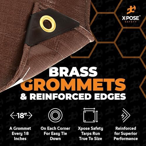 Super Heavy Duty Brown Poly Tarp 40' x 60' - Bulk Half Pallet (5 Pack) Thick Waterproof, UV Blocking Protective Cover - 16 Mil Thick Polyethylene - by Xpose Safety - Image 4