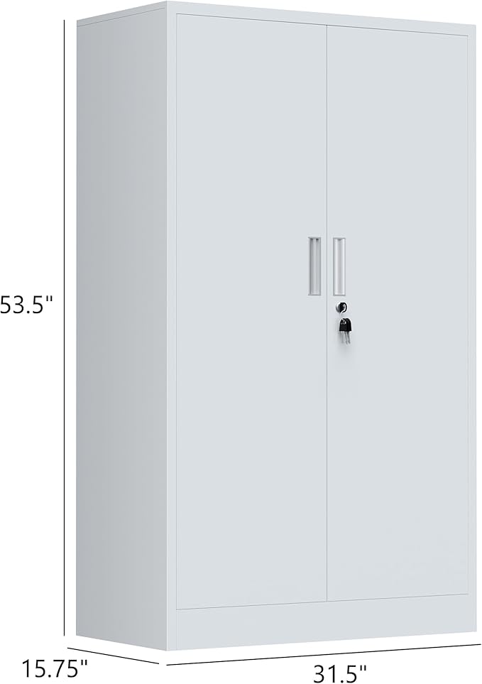 Metal Storage Cabinet with Locking Doors and Adjustable Shelves, 53.5-Inch Tall - Image 3