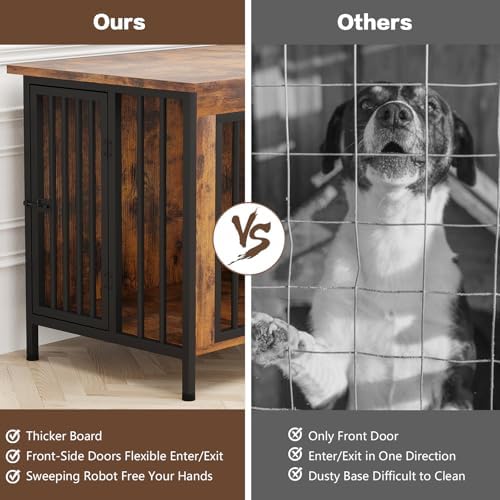 EasyCom 31.5" Dog Crate Furniture for 1 or 2 Dogs, 20-35 Pounds, Brown - Image 6
