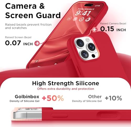 GolbinBox Magnetic for iPhone 16 Pro Max Case, Silicone Cover, Red - Image 5