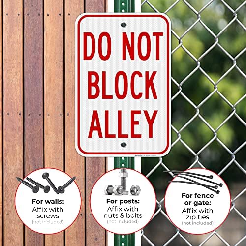 Do Not Block Alley Sign, 12x18 Inches, 3M EGP Reflective with Post & Cast - Image 2