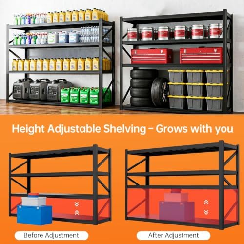 4-Tier Heavy Duty Garage Shelving, 8,000 lbs Capacity Adjustable Metal Storage Shelving Unit for Garage, Basement, Warehouse & Workshop, 71" W x 24" D x 71" H - Image 6