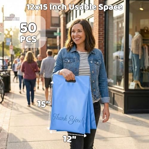Donyson Blue Poly Mailers, 12x15, 50 Pack, Shipping Bags for Clothing - Image 4