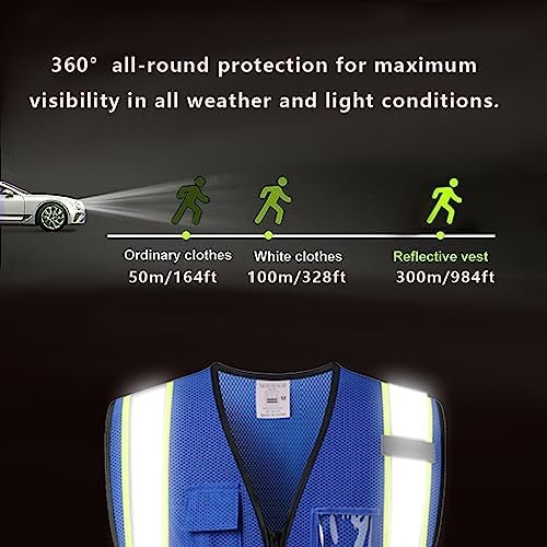 Reflective Safety Vest for Men Women with Pockets,KZ177,Blue,L - Image 6