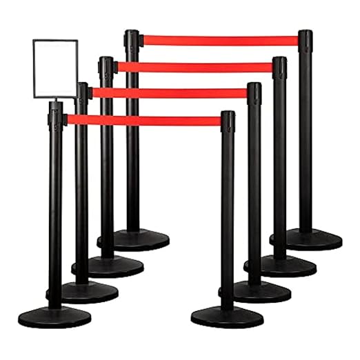 Qbuster Black Stanchions with Retractable Belts, Crowd Control Safety Barrier by Qbuster