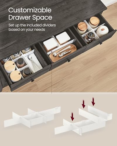 VASAGLE Buffet Cabinet, Coffee Bar with 3 Drawers, Adjustable Shelf - Image 5