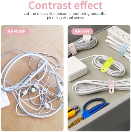 Oligei 25 Pcs Silicone Cable Ties, Cable Ties Reusable, High Elasticity Cord Wraps for Electrical Cords, Cord Organizer for Earphone, Phone Charger(Colorful) - Image 6