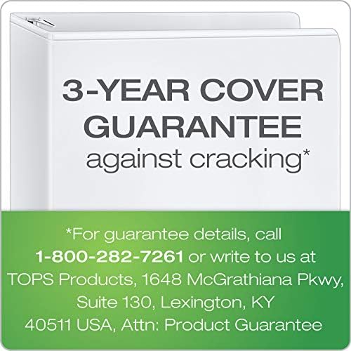 Cardinal 3 Ring Binder, 6 Inch Heavy Duty XtraLife Binder, Locking Slant-D Rings, Crack-Resistant Cover & Spine, ClearVue Covers with Shelf Pull, Holds 1,300 Sheets, White (26366) - Image 6