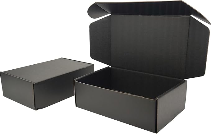 Small Black Shipping Boxes for Small Business Pack of 25-9x6x3 inches Cardboard by Lmuze