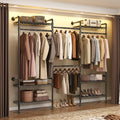 3-Bay Industrial Pipe Closet System, Wall Mounted Garment Racks, Black by LEFURTURE