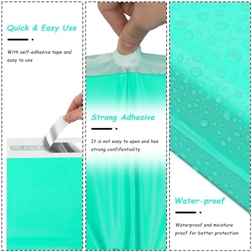 JinRuiKJ Poly Mailers 6x9 Inch, 100 Pcs Shipping Bags, Teal - Image 3