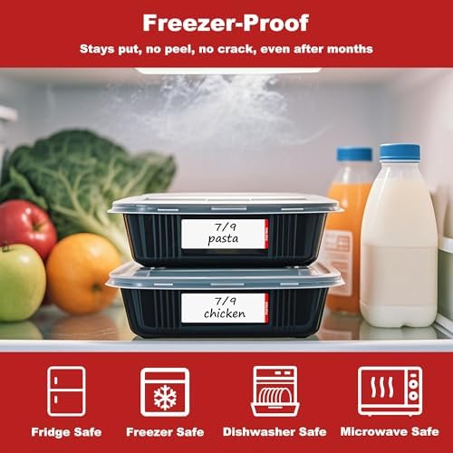 NATURALABEL 300 Removable Freezer Labels with Dispenser, 1" x 3" (Red) - Image 2