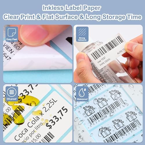 CLABEL 70x40mm (2.76"x1.57") Thermal Labels 4 Rolls White Self-Adhesive - Image 3