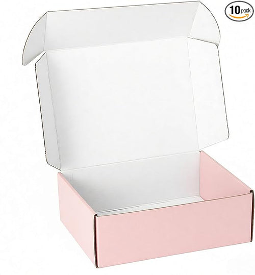 10 Pack 12"x9"x4" inch Shipping Boxes Pink Corrugated Cardboard Box by Unknown