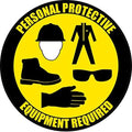 CONTRUCTION SITE Sign- Personal Protective Equipment Required Sticker (Yellow, 12 INCH Diameter , Vinyl Sticker) by BUILDINGSIGNS.COM