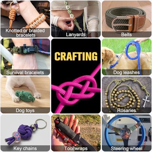Paracord Rope 750 lb - 100ft 5/32" Parachute Cord 4MM 12-Strand para Cord - Heavy Duty Spool String for Survival,Camping Gear, Survival Bracelet, Clothesline - Rose Pink - Image 7