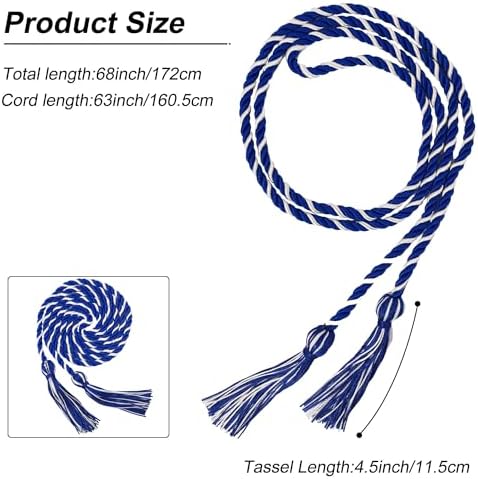 GraduationMall Graduation Honor Cord 68" RoyalWhite - Image 4