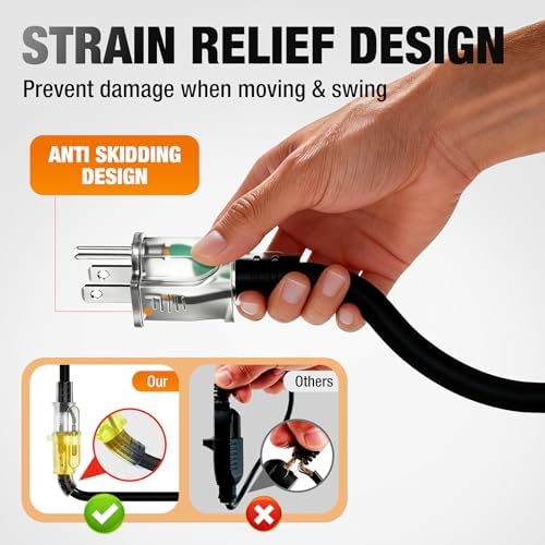 12/3 Gauge Outdoor Extension Cord 25 FT Heavy Duty Waterproof Black - Image 5