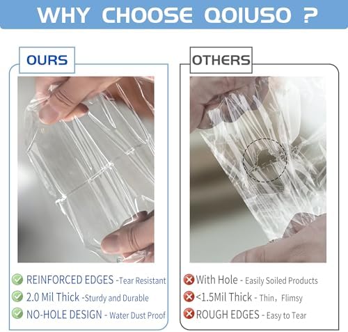 QOIUSO 9x11 Inch Self-Sealing Clear Plastic Shipping Bags for Clothes, 100 Pack OPP Poly Cellophane Packaging Bags with Reinforced Edges for Small Business Garment Storage & Mailing - Image 4