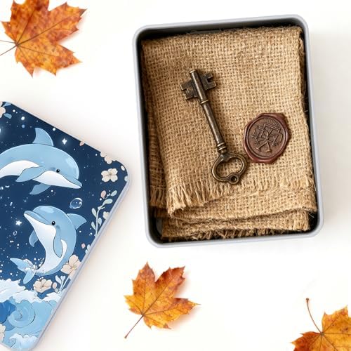 Small Metal Tins Box-4.7" x3.5"x1.6" Rectangular Empty Storage Box With Lid Decorative Organizer Storage Tin Case For Office/Cookie/Candy/Jewelry/Photo/Letter-Floral Dolphin - Image 4