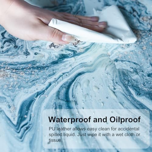 QiyI PU Leather Large Mouse Pad, Office Decor, 31.5" x 15.7", Blue Marble - Image 3