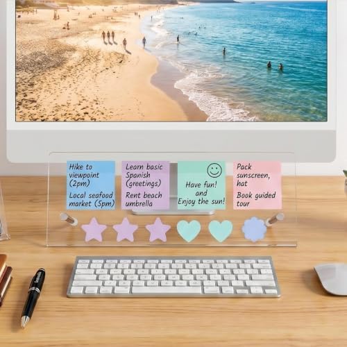Monitor Memo Board Holder 14"x5", Office Organization Memo Holders for Computer Sticky Note Holder, Space-Saving Under Monitor, Movable & Reusable, Screen Saver for Office & Home Desktop Decor - Image 4