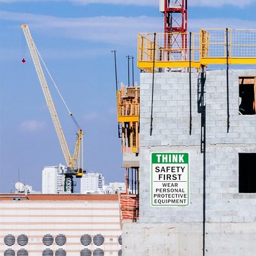 Think Safety First Sign- 2 Pack, 10x14 Inches Wear Personal Protective Equipment Sign, Aluminum Reflective Indoor or Outdoor Use- UV Protected-Fade Resistance- Weatherproof - Image 6